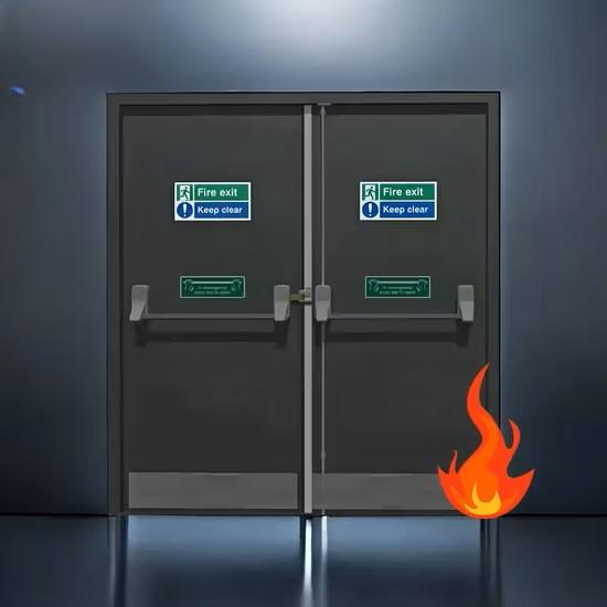 Good Airtightness Fire-Rated Steel Fire Commercial Exterior Door for Library Stacks